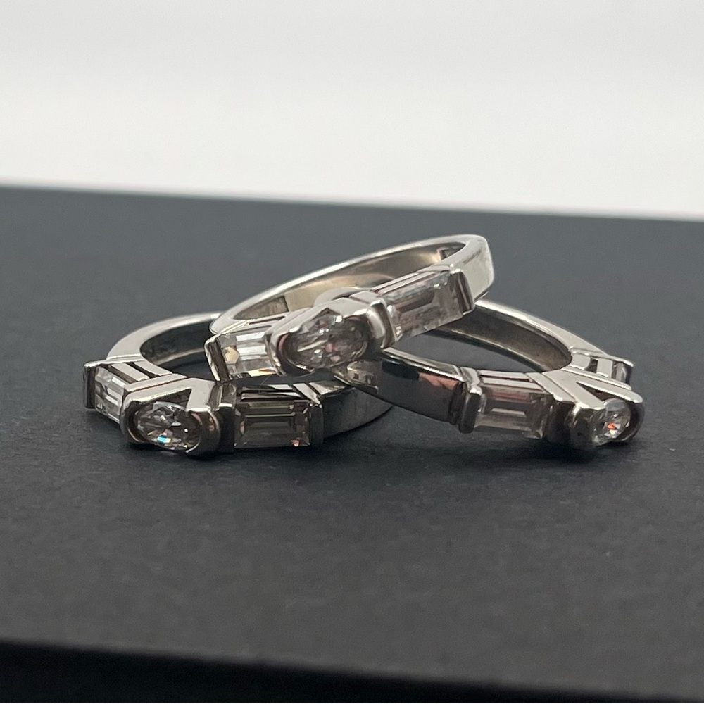 Diamonique Silver Sparkling Rings Trio